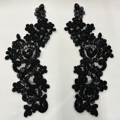 Beaded & Corded Floral Lace Applique Embroidered on 100% Polyester | Lace USA