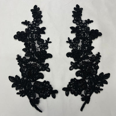 Beaded & Corded Floral Lace Applique Embroidered on 100% Polyester Net Mesh | Lace USA