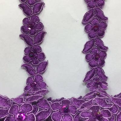Corded, Beaded & Embroidered Purple with Metallic  Trimming. Lace Usa