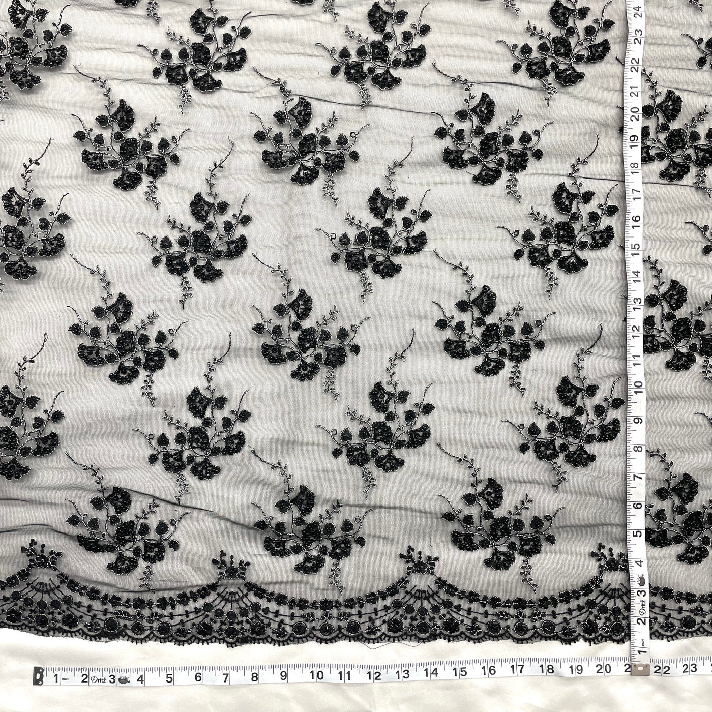 Beaded & Sequined Lace Fabric Embroidered on 100% Polyester Net Mesh | Lace USA