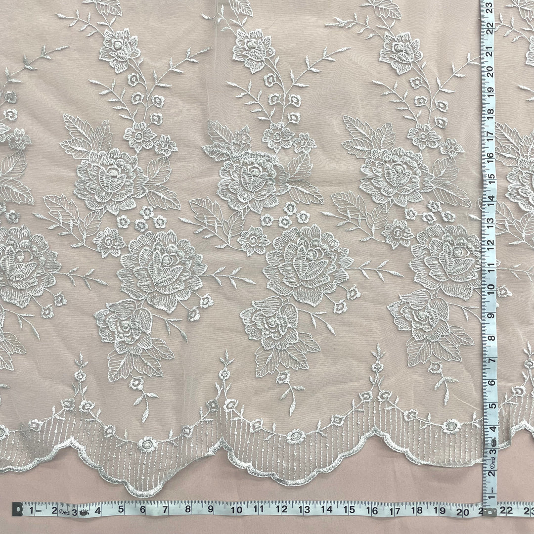 Beaded Lace Fabric Embroidered on 100% Polyester Net Mesh | Lace USA