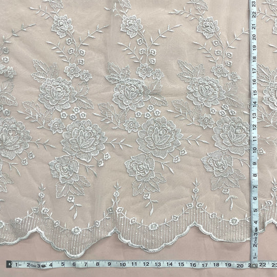 Beaded Lace Fabric Embroidered on 100% Polyester Net Mesh | Lace USA