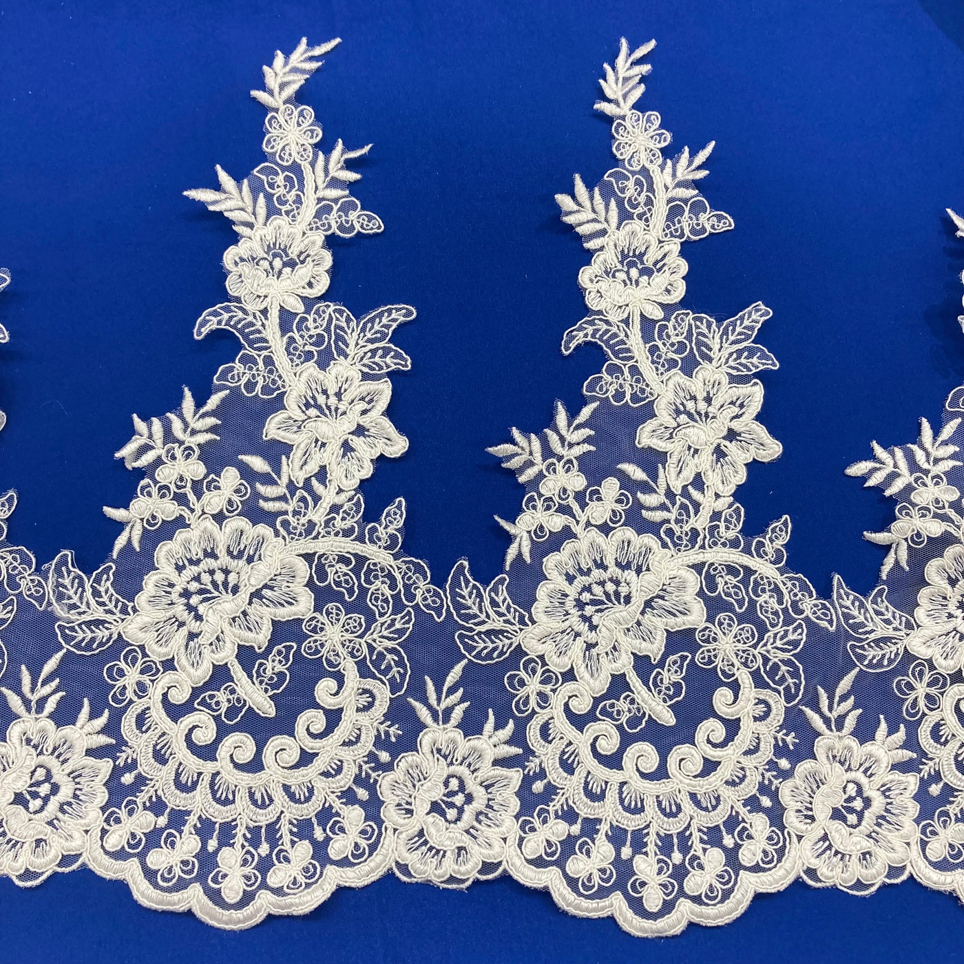 Corded Lace Trimming Embroidered on 100% Polyester Net Mesh | Lace USA - 73002W/1