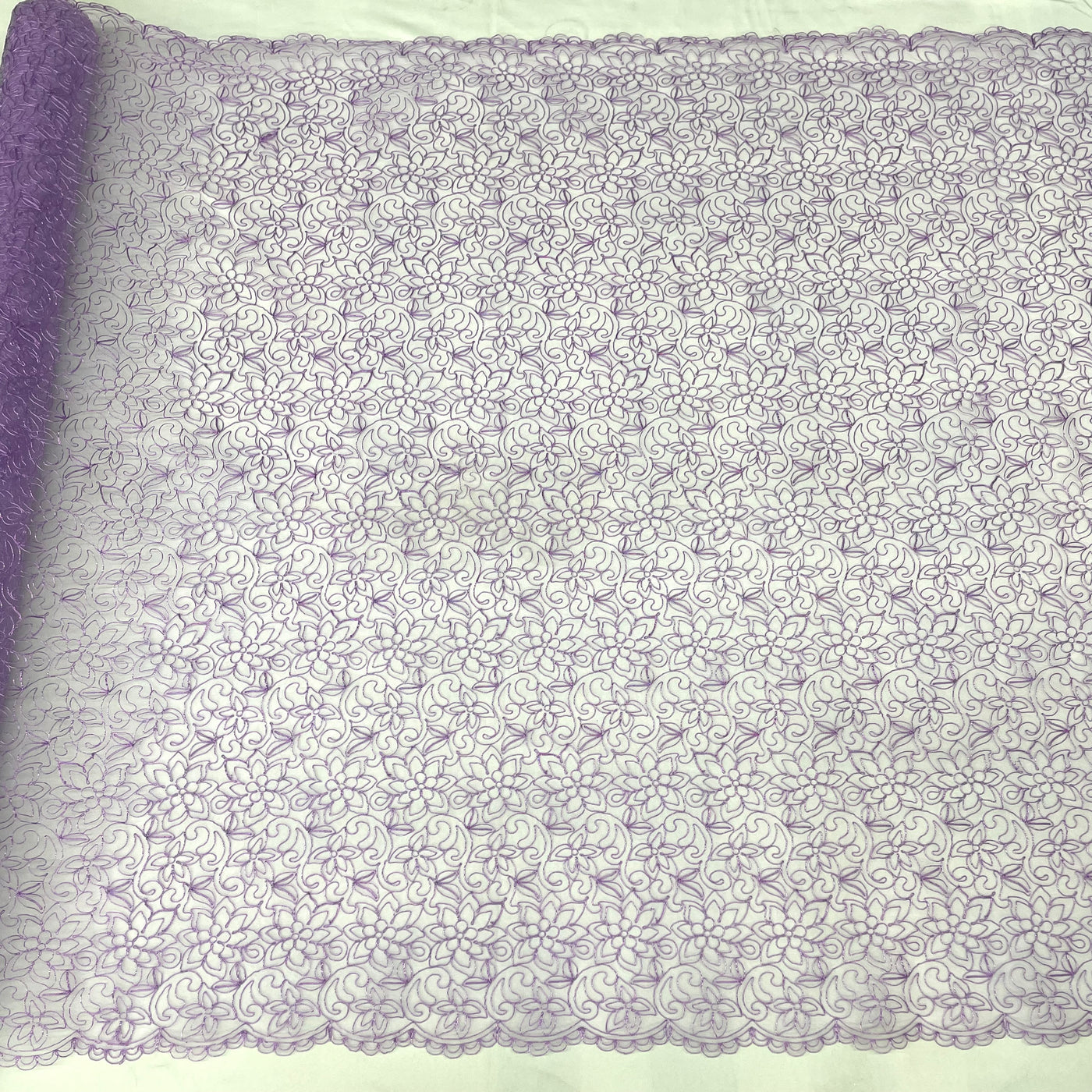 Corded Bridal Lace Fabric Embroidered on 100% Polyester Net Mesh | Lace USA