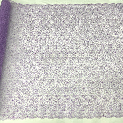 Corded Bridal Lace Fabric Embroidered on 100% Polyester Net Mesh | Lace USA